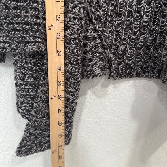 EXPRESS Open Front Chunky Knit Cardigan Sweater Charcoal Black White M - Picture 6 of 6